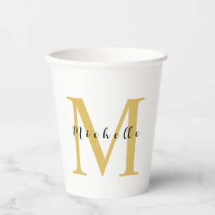 Gobelets En Papier Monogram Gold Couleur Votre Nom Cadeau spécial Bie