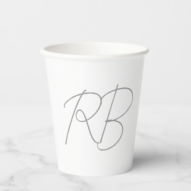 Gobelets En Papier Monogramme créatif unique tendance Lettres initial (Recto)