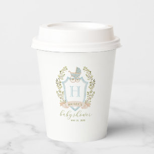Gobelets En Papier Monogramme de la crête de bébé Baby shower bleu