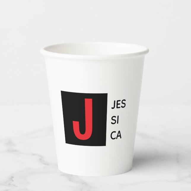 Gobelets En Papier Monogramme de nom professionnel élégant moderne (Recto)