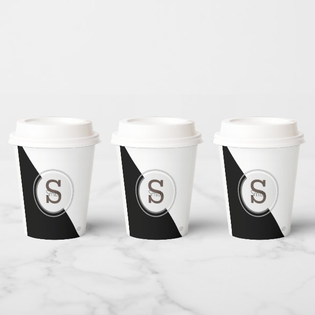 Gobelets En Papier Monogramme et nom Bloc Graphique Papier/tasses HAM (Multi)