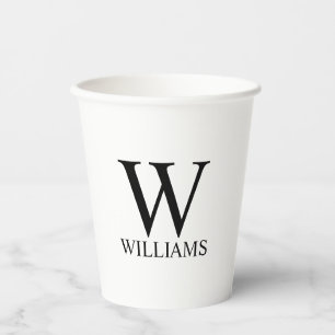 Gobelets En Papier Monogramme et tasses de papier de nom personnalis