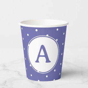 Gobelets En Papier Monogramme moderne Périwinkkel Pois Anniversaire