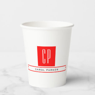 Gobelets En Papier Monogramme moderne Professional Plain Nom simple