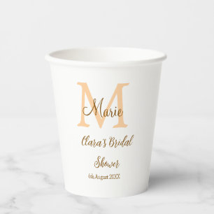 Gobelets En Papier monogramme orange simple moderne pour enterrement