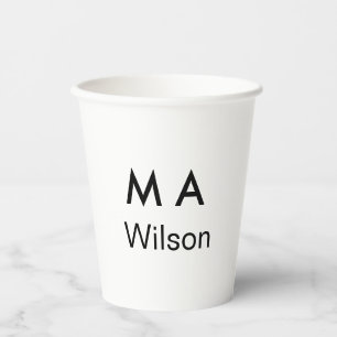 Gobelets En Papier Monogramme simple ajoutez votre lettre de nom homm
