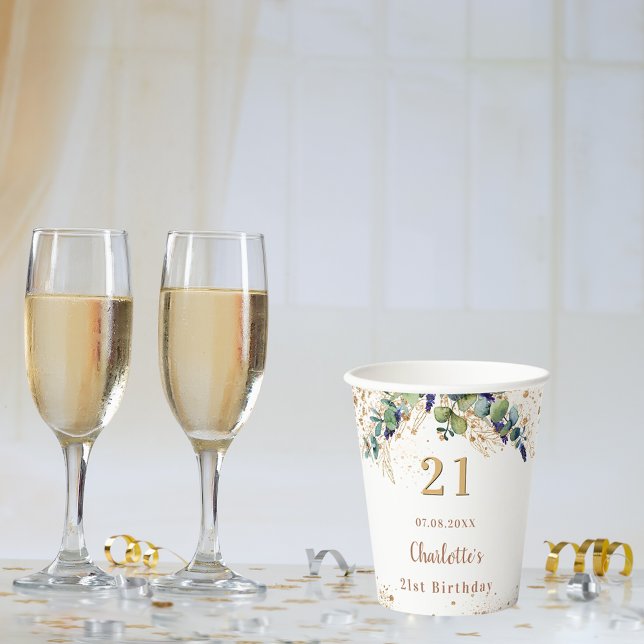 Gobelets En Papier Monographie de la parties scintillant de l'eucalyp (Créateur téléchargé)