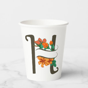Gobelets En Papier Monographie florale H lettre majuscule
