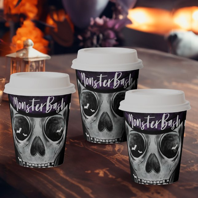 Gobelets En Papier Monster Bash Fun Éffrayant Skeleton Halloween (Monster Bash Fun Spooky Skeleton Halloween Party Paper Cups)