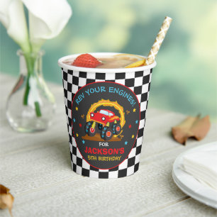 Gobelets En Papier Monster Truck Rally Décorations d'anniversaire