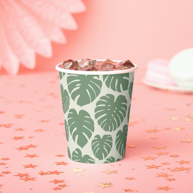 Gobelets En Papier Monstera - Vert (Insitu)