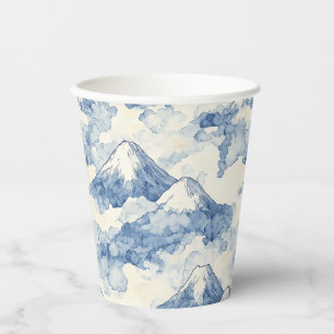 Gobelets En Papier Montagnes enneigées bleu blanc équilibrées