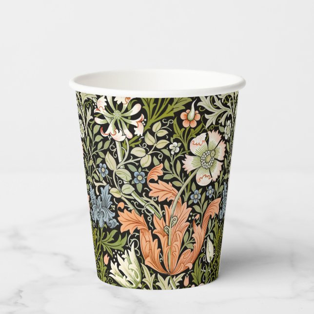Gobelets En Papier Morris BlackBackground 1896 Compton Floral Pattern (Verso)