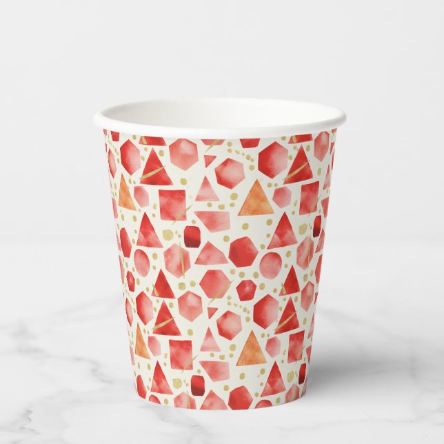 Gobelets En Papier Mosaïque Prisme Rubis (Recto)