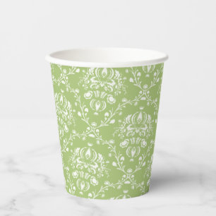 Gobelets En Papier Moss Green Damask Paper Cup