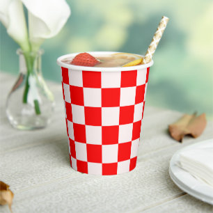 Gobelets En Papier Motif À damiers rouge et blanc