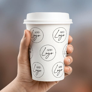 Gobelets En Papier Motif à répétition personnalisé de logo d'entrepri