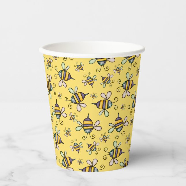 Gobelets En Papier Motif Abeille Bourdon (Recto)
