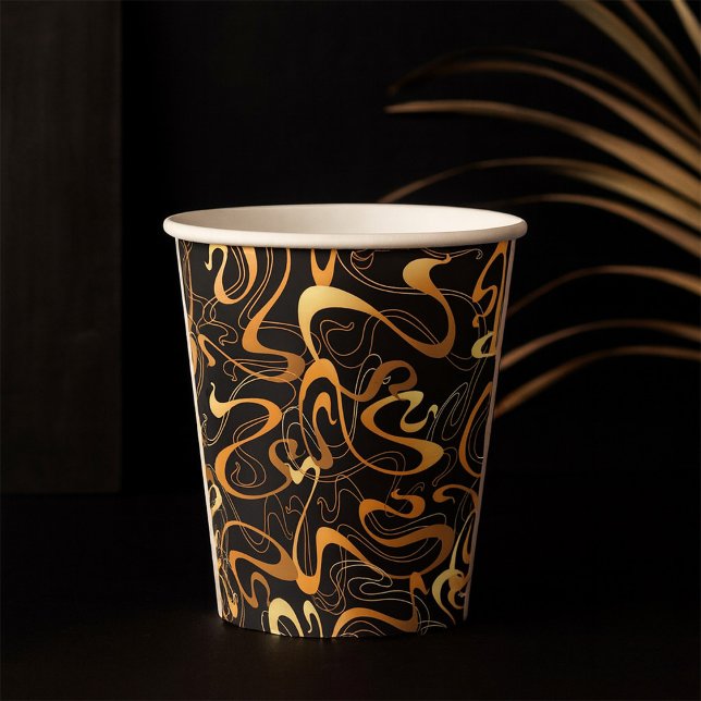 Gobelets En Papier Motif Abstrait doré (Créateur téléchargé)
