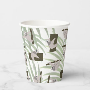 Gobelets En Papier Motif animal mignon Sloth en forêt sauvage