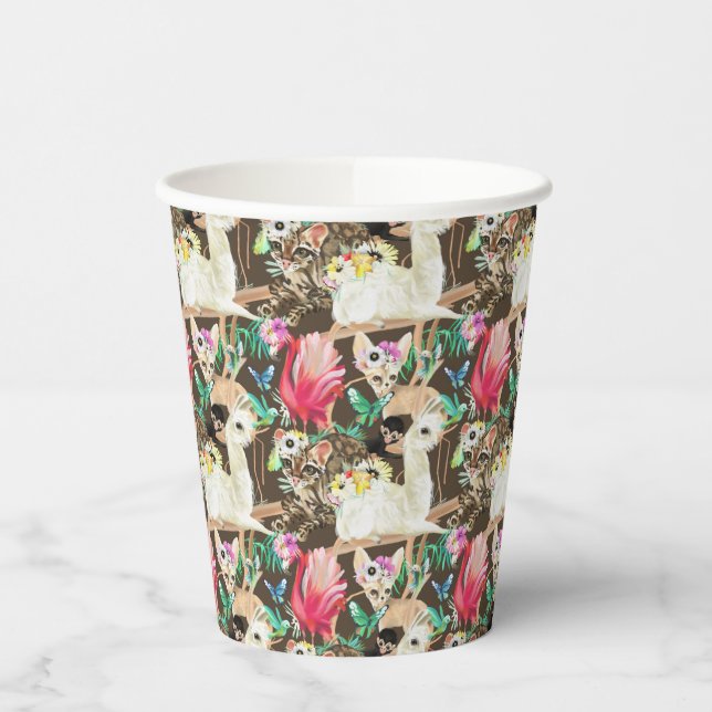 Gobelets En Papier Motif animal tropical (Gauche)