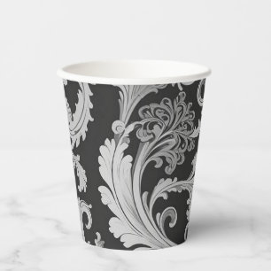 Gobelets En Papier Motif Antique Fleur Monochrome
