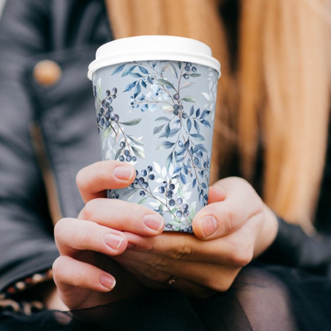 Gobelets En Papier Motif aquarelle de myrtille (Créateur téléchargé)
