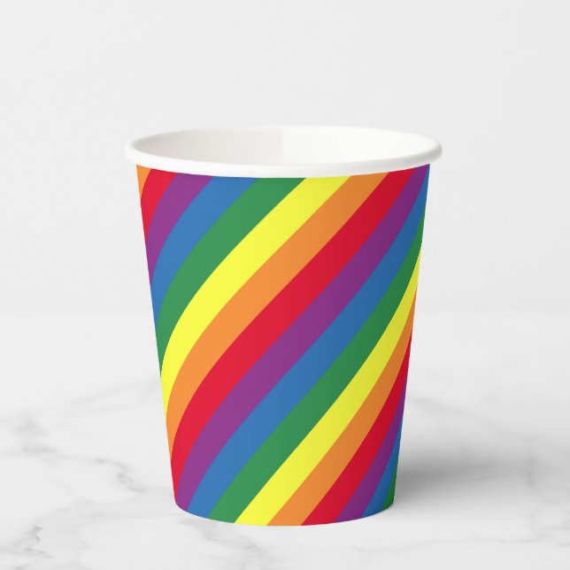 Gobelets En Papier Motif arc-en-ciel diagonal (Gauche)