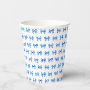 Gobelets En Papier Motif arc en vichy bleu blanc