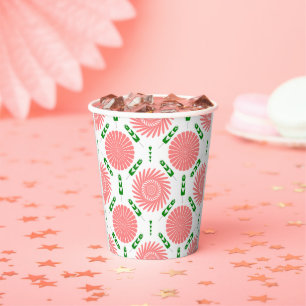 Gobelets En Papier motif aux fleurs roses