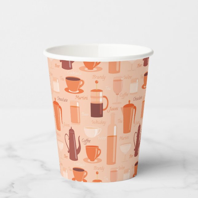 Gobelets En Papier Motif avec boissons et texte (Gauche)
