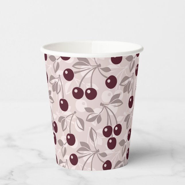 Gobelets En Papier Motif avec cerises 2 (Gauche)