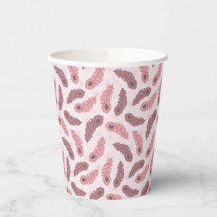 Gobelets En Papier motif avec plumes de paon