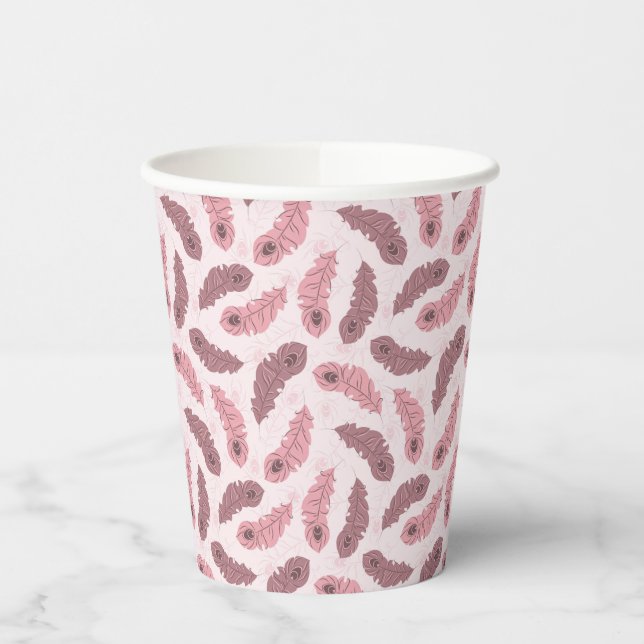 Gobelets En Papier motif avec plumes de paon (Gauche)