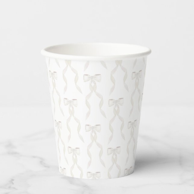 Gobelets En Papier Motif blanc élégant (Recto)