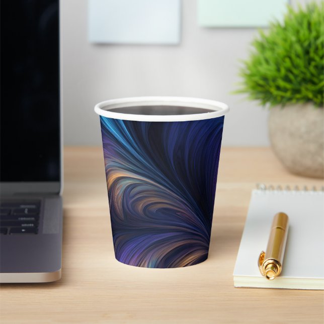 Gobelets En Papier Motif bleu foncé (Insitu)