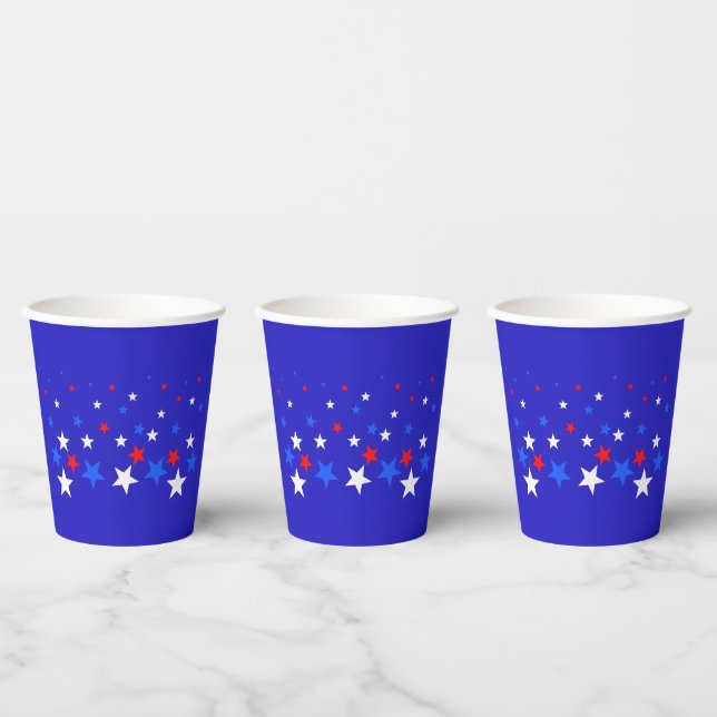 Gobelets En Papier Motif bleu, rouge et blanc (Multi)