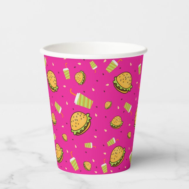 Gobelets En Papier Motif Burgers (Recto)