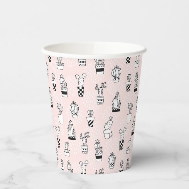 Gobelets En Papier Motif Cactus à main mignonne (Gauche)