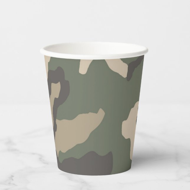Gobelets En Papier Motif Camo Vert (Recto)
