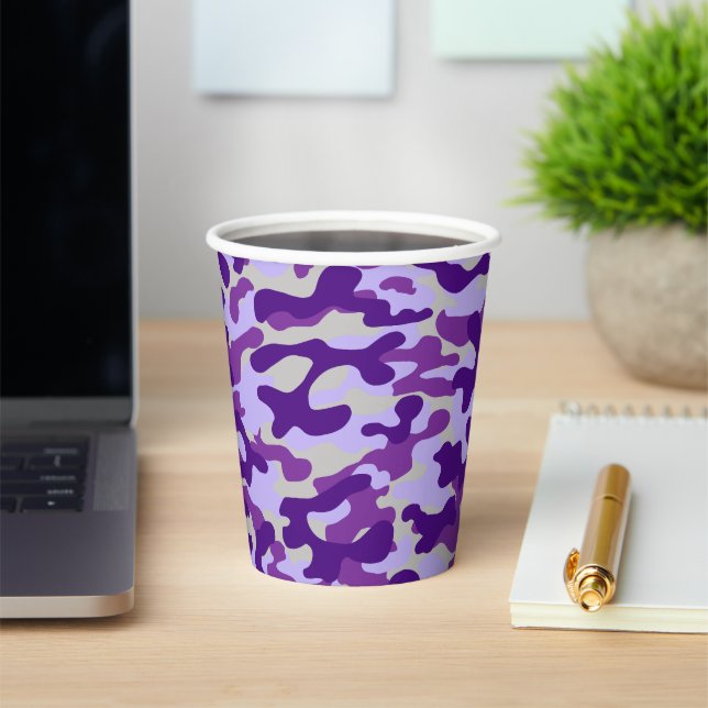 Gobelets En Papier Motif camouflage violet gras  (Insitu)