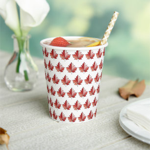 Gobelets En Papier Motif canadien contemporain de feuille d'érable ID