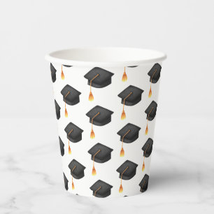 Gobelets En Papier Motif Casquette simple de la graduation noire
