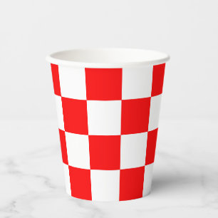 Gobelets En Papier Motif chèque À damiers blanc rouge