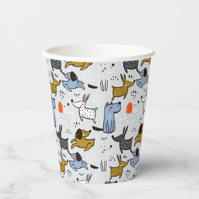 Gobelets En Papier Motif chien mignon Doodle (Recto)