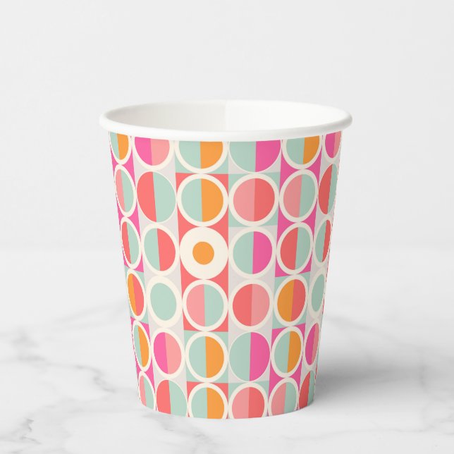 Gobelets En Papier Motif circulaire rose chaud (Gauche)