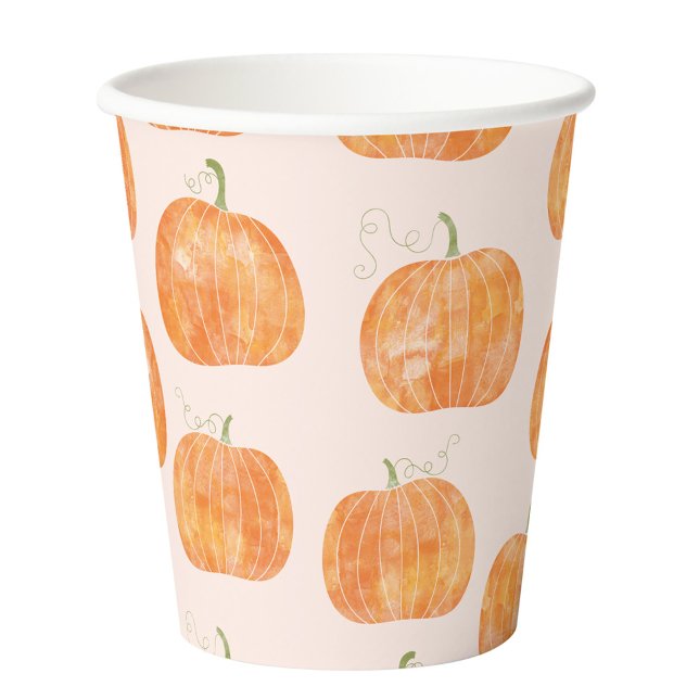 Gobelets En Papier Motif citrouille aquarelle (Watercolor pumpkin pattern party paper cups)