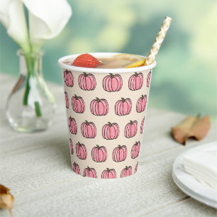Gobelets En Papier Motif Citrouille rose