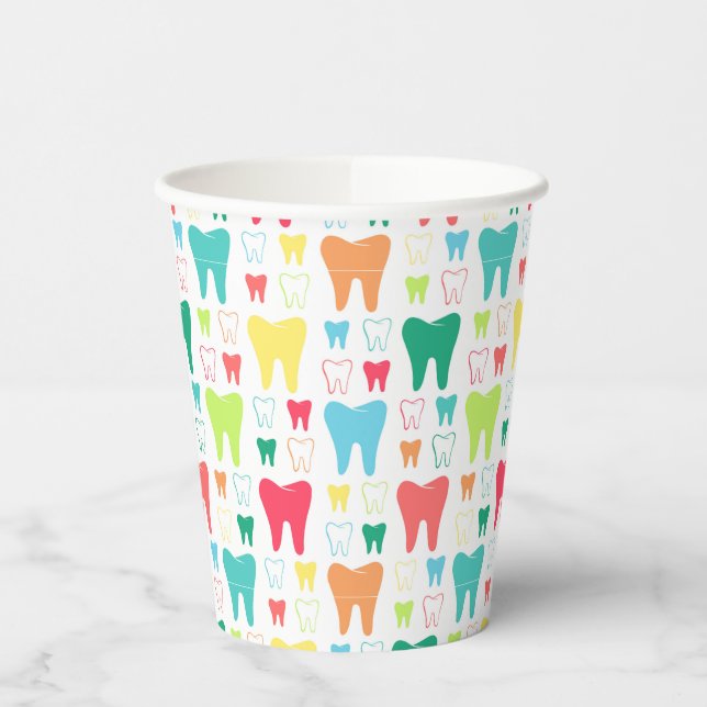 Gobelets En Papier Motif coloré des dents (Gauche)