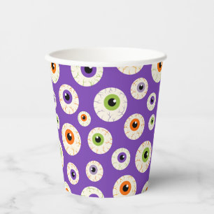 Gobelets En Papier Motif coloré Halloween Eyeballs